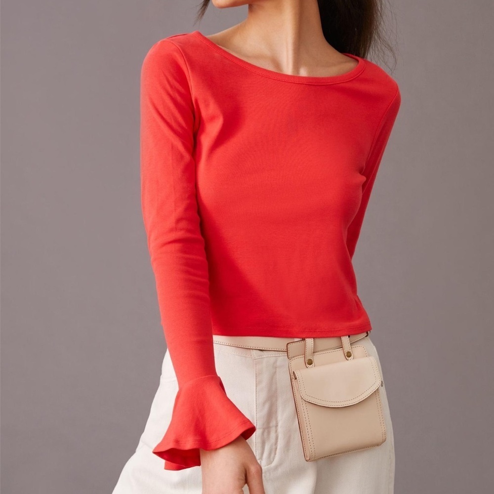 Anthropologie Maeve Flouncy Bell Sleeve Long Sleeve Crop Top XS